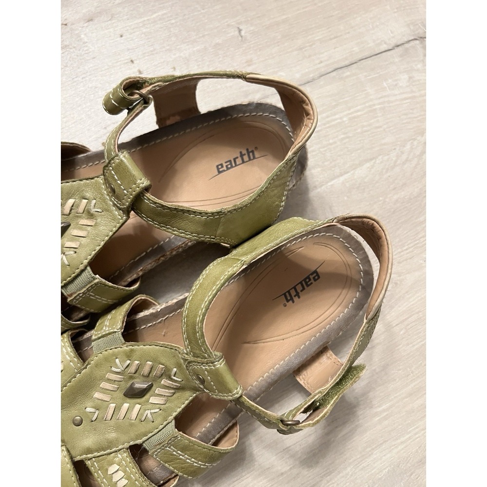 Earth Origins Sandals Womens SZ 8.5B Green Leather Coastal Comfort Shoes - Picture 2 of 8